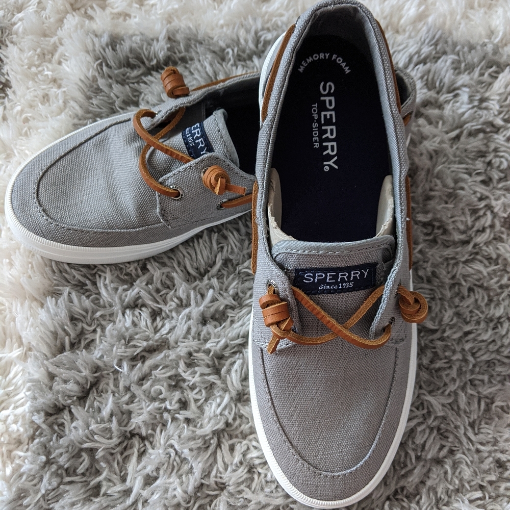 New Crest Gray Slip on Sperry's- Size 6.5